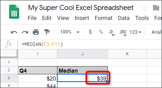 Pressione “Enter” e o valor da mídia substituirá a função.