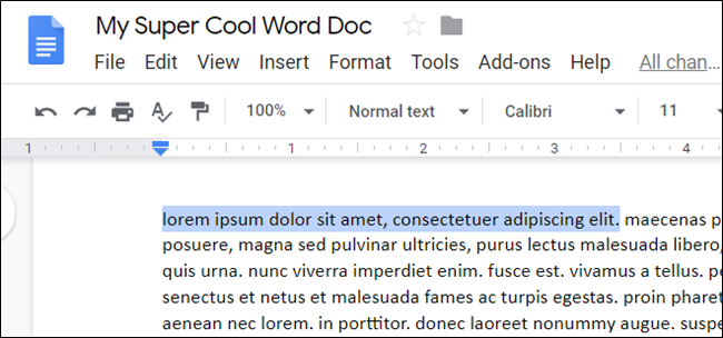 Selecione o texto para o qual você deseja alterar a capitalização.