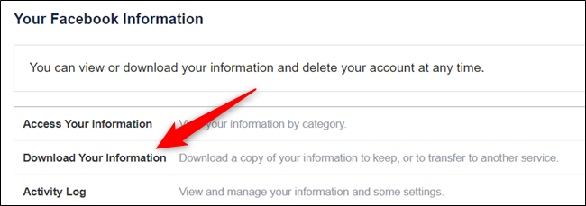 Você pode fazer backup de todos os seus dados do Facebook baixando-os na opção Configurações a seguir.