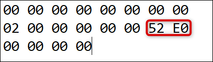O código de leitura da chave inerte "52 E0."
