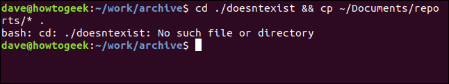 Um comando "cd ./doesntexist && cp ~ / Documents / reports / *." Em uma janela de terminal.