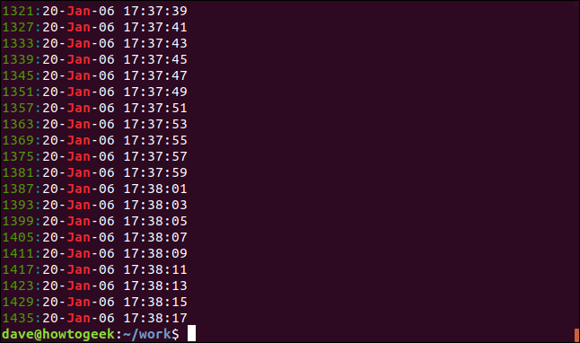 Saída de grep -n jan geek-1.log em uma janela de terminal