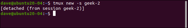 Sessão geek-2 separada do tmux em um terminal widnow.