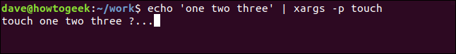 xargs solicitando confirmação em uma janela de terminal