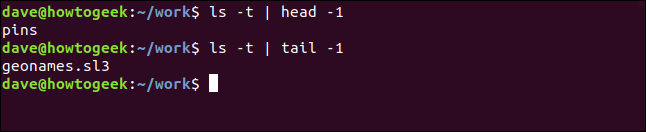 ls -t |  head -1 em uma janela de terminal