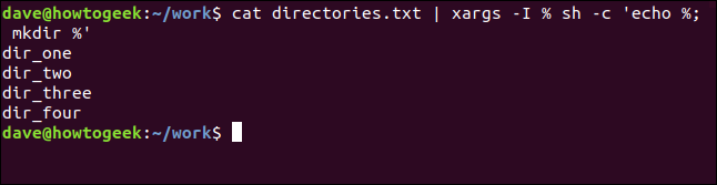 saída de xargs em uma janela de terminal