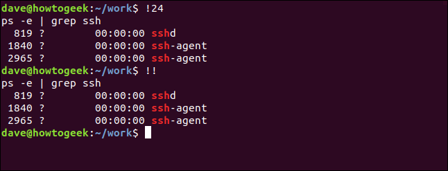 Um comando "! 24" em uma janela de terminal.