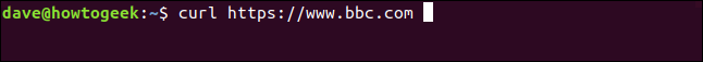 curl https://www.bbc.com em uma janela de terminal