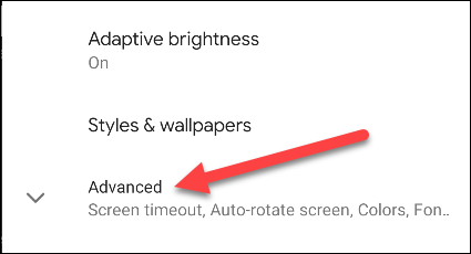 configurações de exibição do Android avançadas