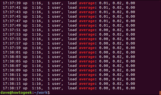 Saída de grep -i Average geek-1.log em uma janela de terminal