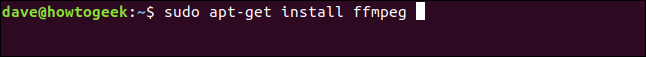 sudo apt-get install ffmpeg em uma janela de terminal