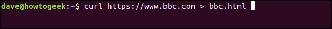 curl https://www.bbc.com> bbc.html em uma janela de terminal