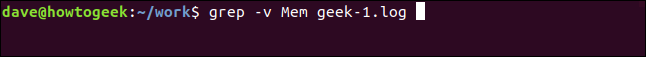 grep -v Mem geek-1.log em uma janela de terminal