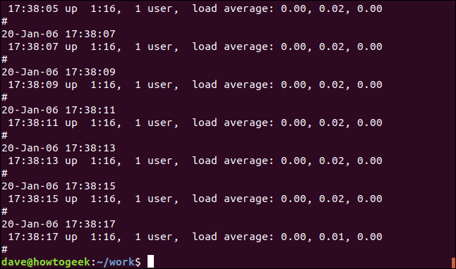 saída de grep -v Mem geek-1.log em uma janela de terminal