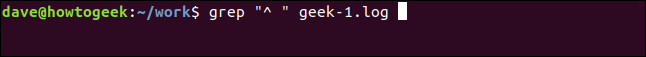 grep "^" geek-1.log em uma janela de terminal