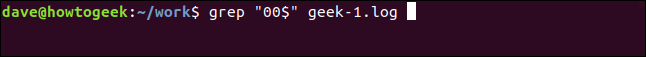 grep "00 $" geek-1.log em uma janela de terminal