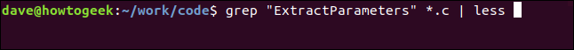 grep "ExtractParameters" * .c |  menos em uma janela de terminal