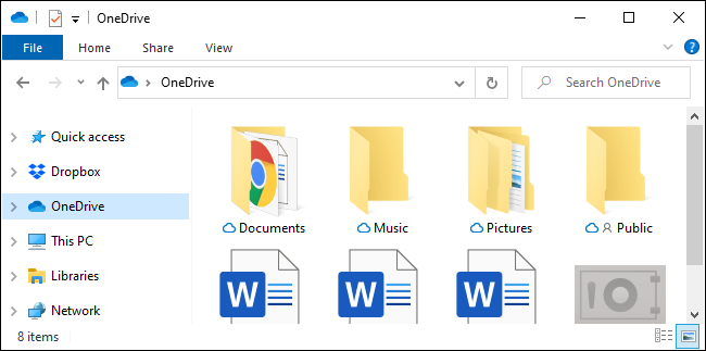 A pasta da barra lateral do OneDrive no File Explorer