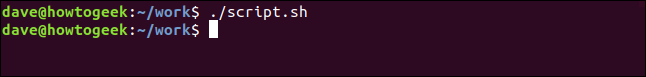 O comando "./script.sh" em uma janela de terminal.