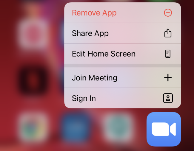 O menu de contexto de um ícone de aplicativo pressionado longamente mostrando a opção "Remover aplicativo".