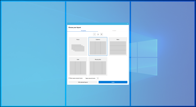 Configurando zonas com o FancyZones PowerToy