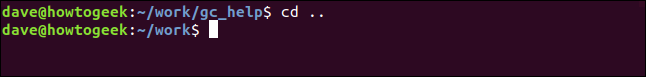 O comando "cd .." em uma janela de terminal.