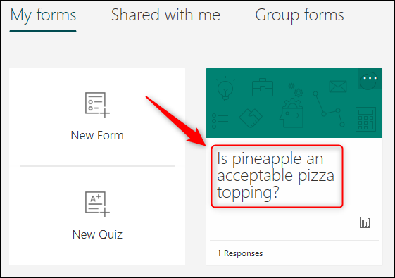 A enquete exibida no Microsoft Forms.