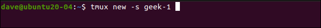 tmux new -s geek-1 em uma janela de terminal.