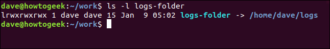 ls -l logs-folder em uma janela de terminal