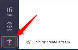 O botão "Download de aplicativo" no Teams online.
