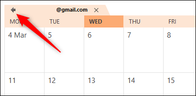 A seta de sobreposição de calendário do Outlook