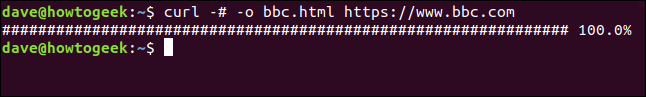 curl -x -o bbc.html https://www.bbc.com em uma janela de terminal