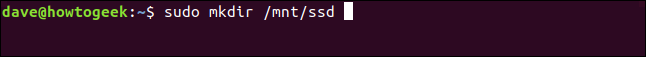 sudo mkdir / mnt / ssd em uma janela de terminal