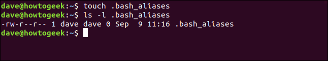 toque em .bash_aliases em uma janela de terminal