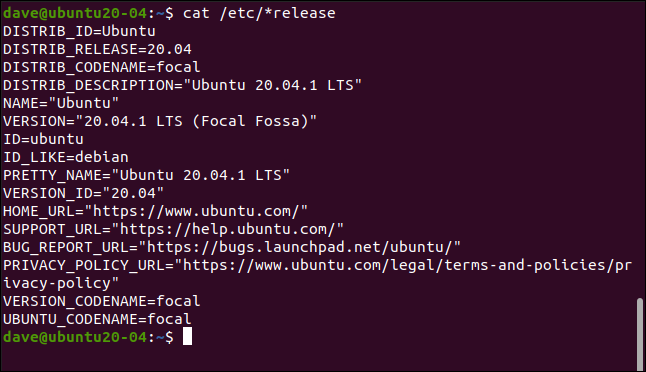 cat / etc / * release em uma janela de terminal.