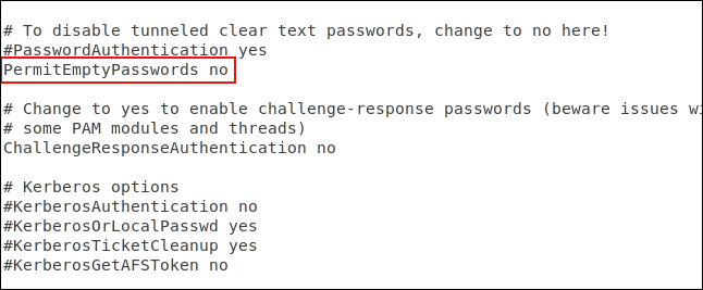 Arquivo de configuração SSH carregado no gedit com as edições destacadas