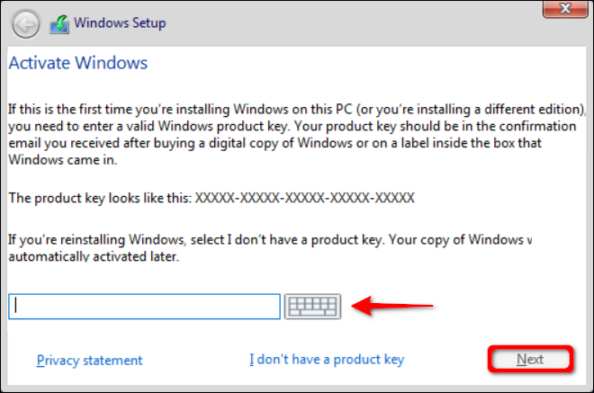 Ative o Windows com a chave do produto