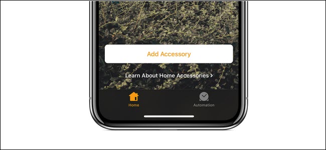 O botão "Adicionar acessório" no aplicativo Apple HomeKit.