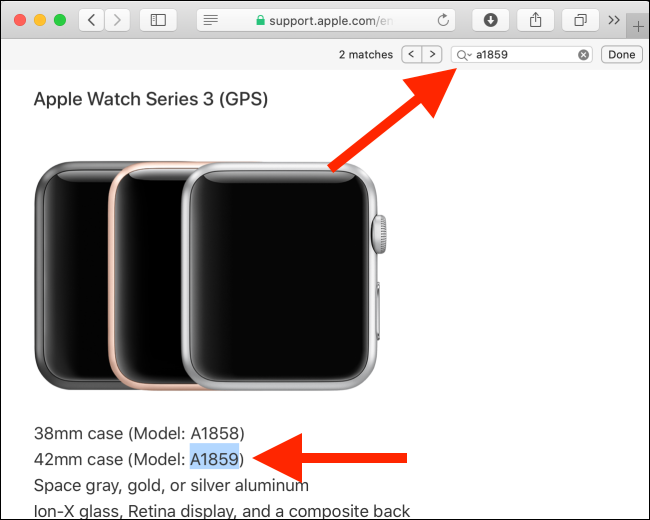 Página de identificação do Apple Watch