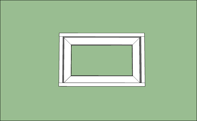 Uma vista de um retângulo conjunto de placas no topo da moldura.