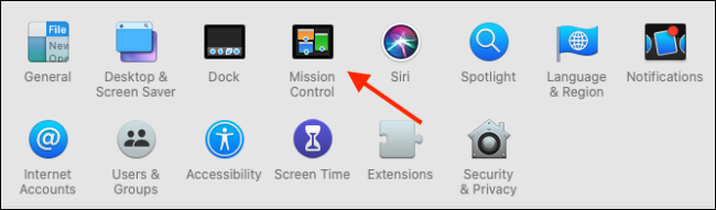 Clique em Mission Control em System Preferences