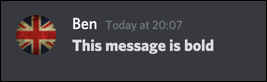 Uma mensagem do Discord com texto em negrito