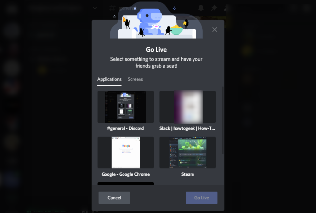 Discord Go Live Screen Select