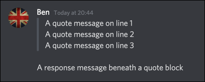 Um bloco de citações Discord de várias linhas