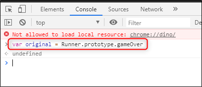Primeiro código inserido para hack do Chrome