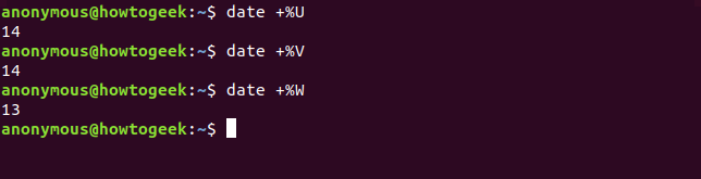 Saída do comando de data com opções UVW