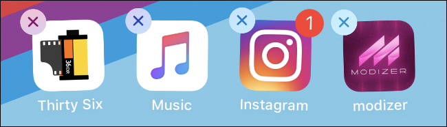 Toque no "X" ao lado do aplicativo para excluí-lo.