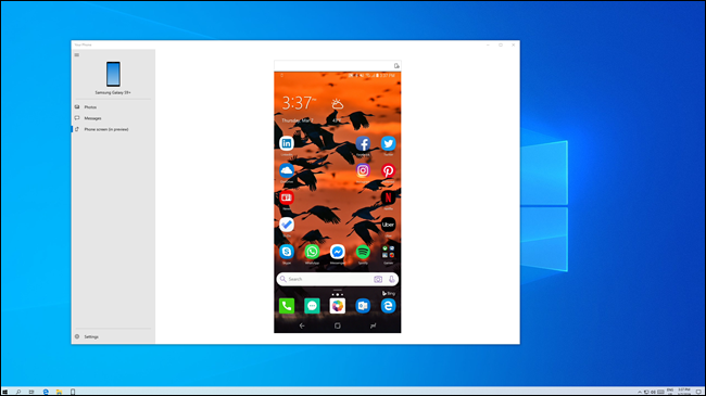 Tela do telefone Android espelhada no PC com Windows