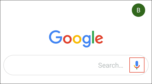 O ícone do microfone no Google app.