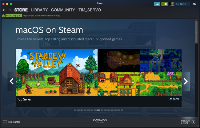 Procure jogos macOS no Steam